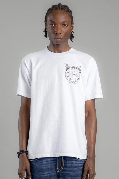 Baroque Cross Graphic Tee in in White - Rock Revival®