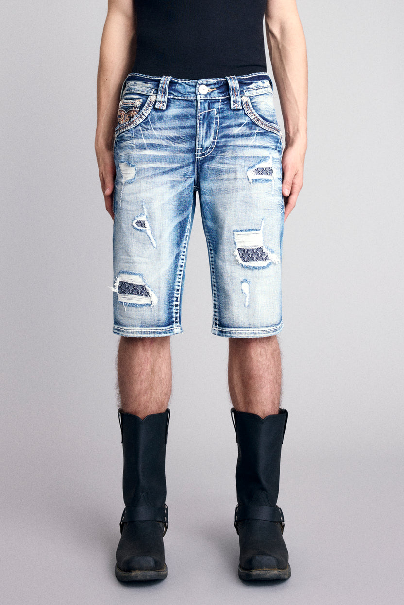 Red Jeans Rocker Rivals Shorts for Men | Rock Revival