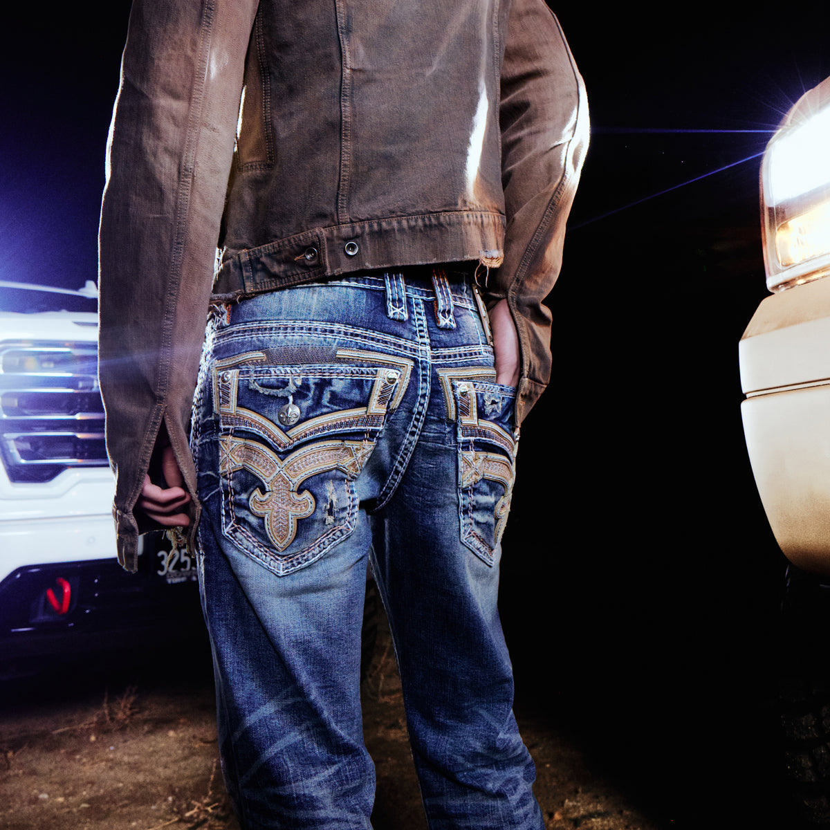 Eggplant Bootcut Jeans in Medium Blue