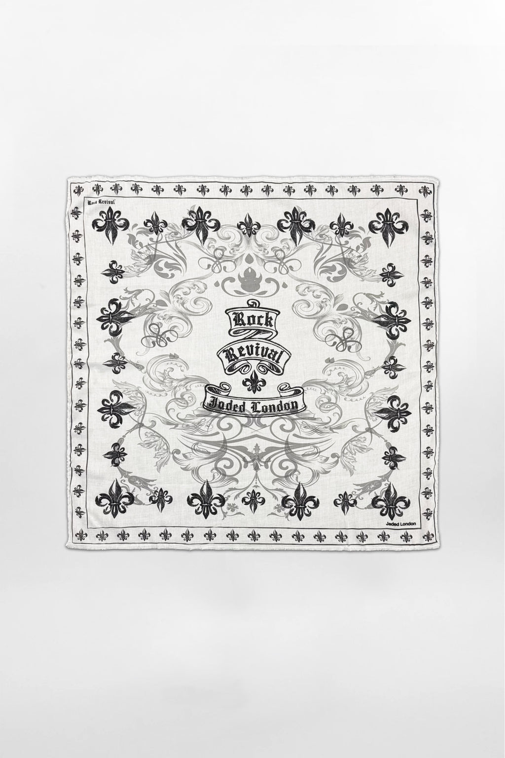 (JWA6081) Top pañuelo con estampado gráfico Rock Revival de Jaded London en blanco (JLxRCRV)