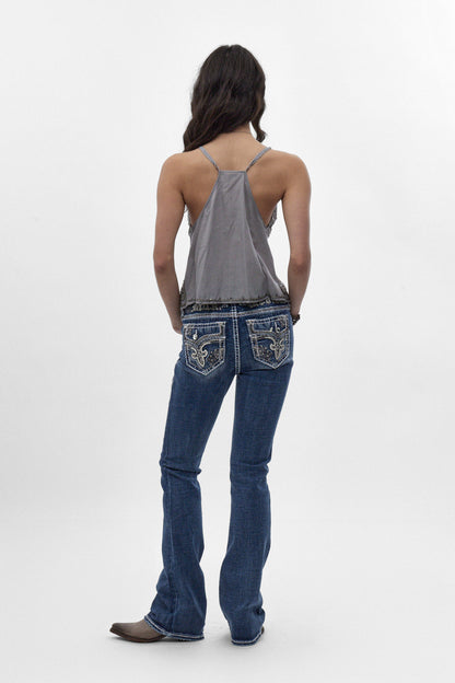 Sia (B200L) Mid-Rise Bootcut Jeans in Medium Blue (5/30/26-DESC) - Rock Revival®