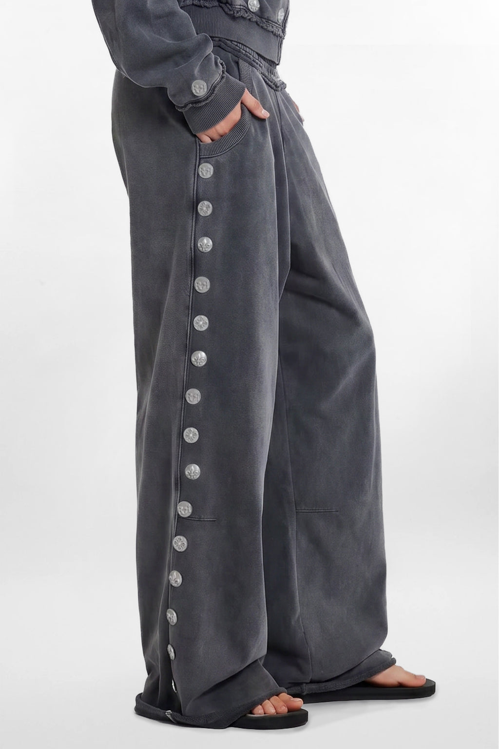 (JMJ6547)Pantalones de chándal Rock Revival de Jaded London en gris oscuro(W)