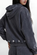 (JMH6646) Sudadera con capucha y cremallera Rock Revival by Jaded London en gris oscuro (JLxRCRV)(W)