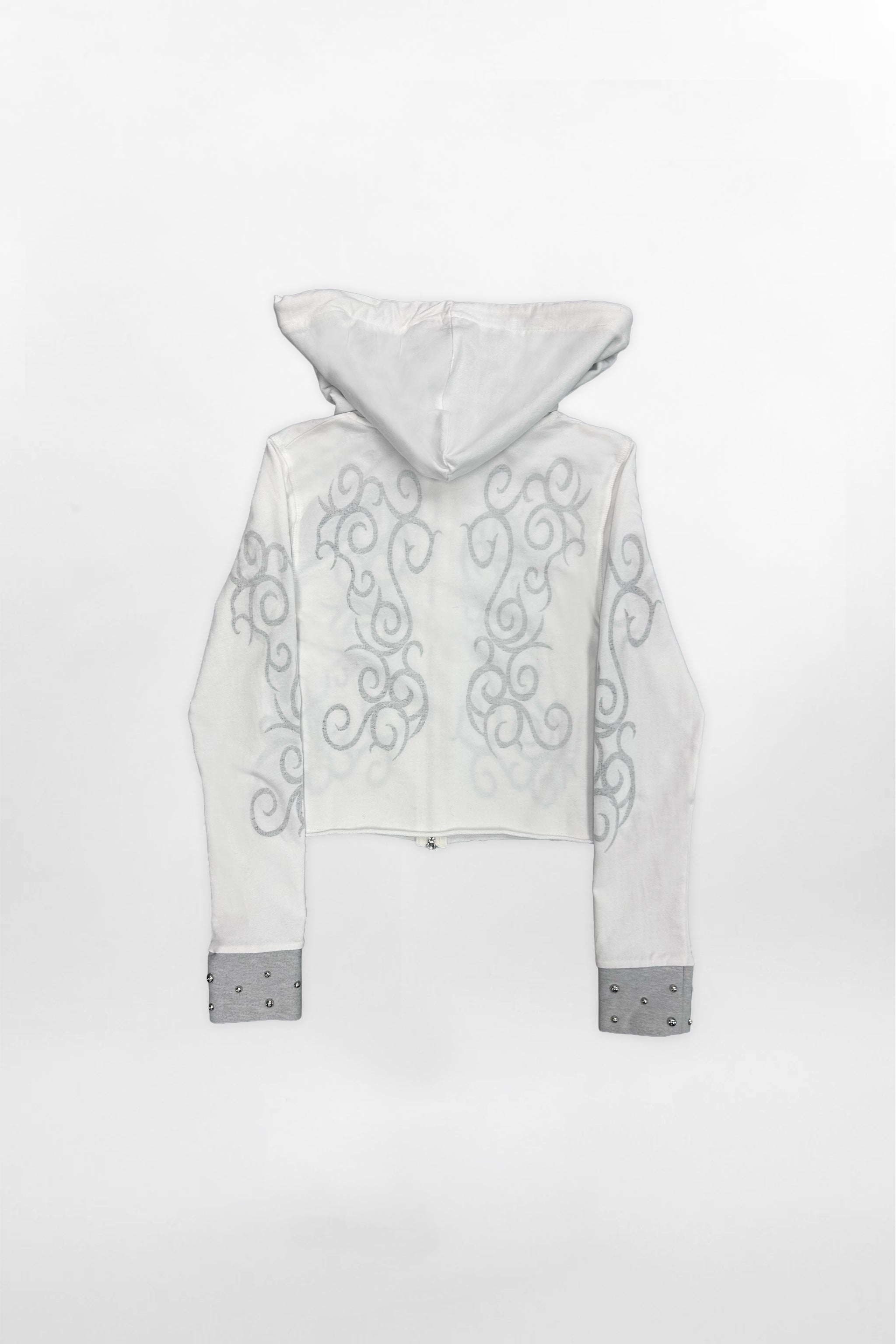 (JWT5807) Sudadera con capucha y cremallera con gráfico Rock Revival de Jaded London en blanco (JLxRCRV)