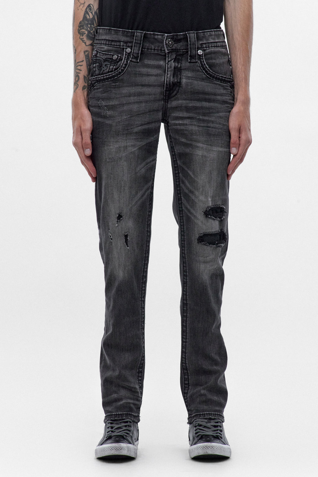 Ted Alt Straight Jeans in Grey Black