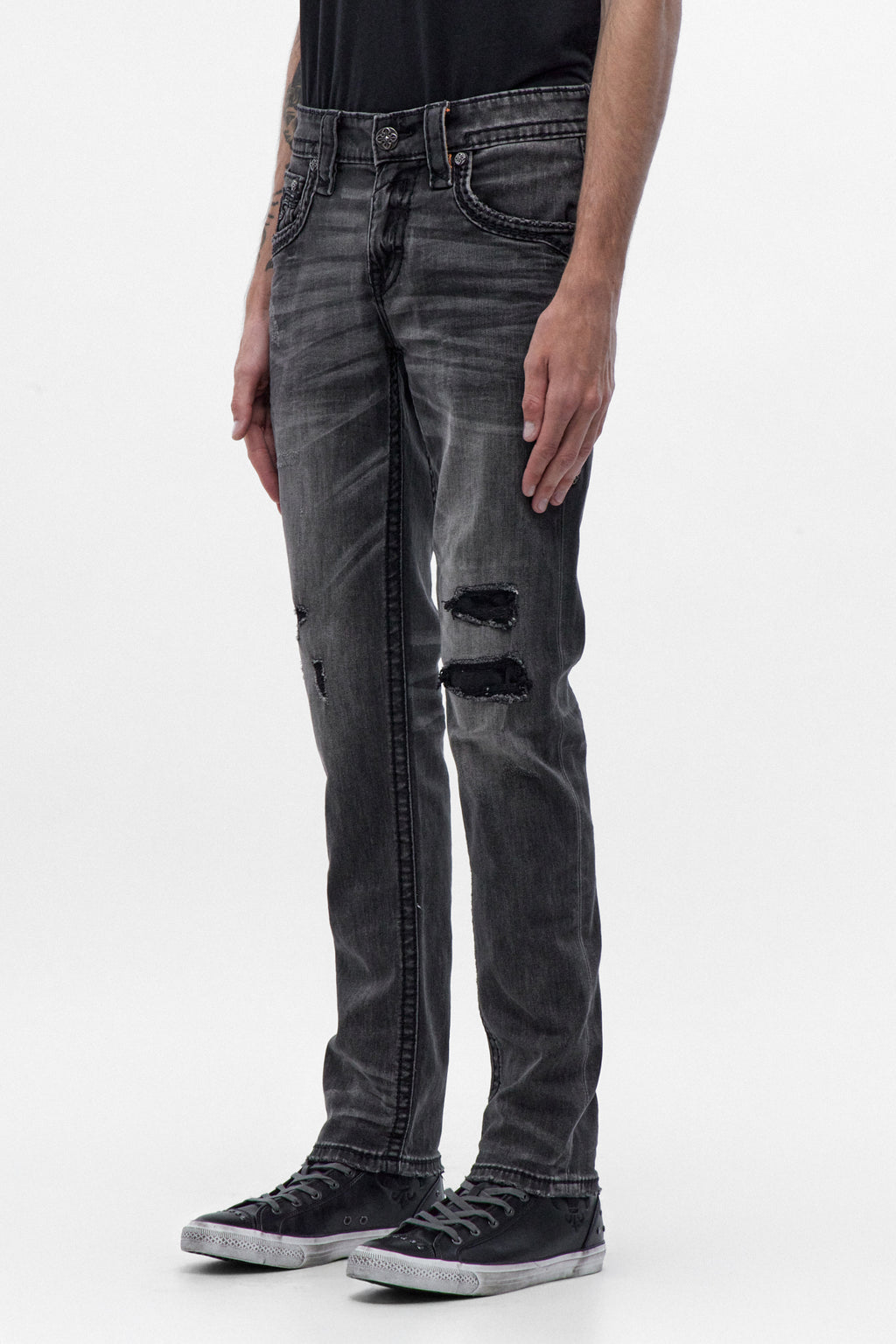 Ted Alt Straight Jeans in Grey Black