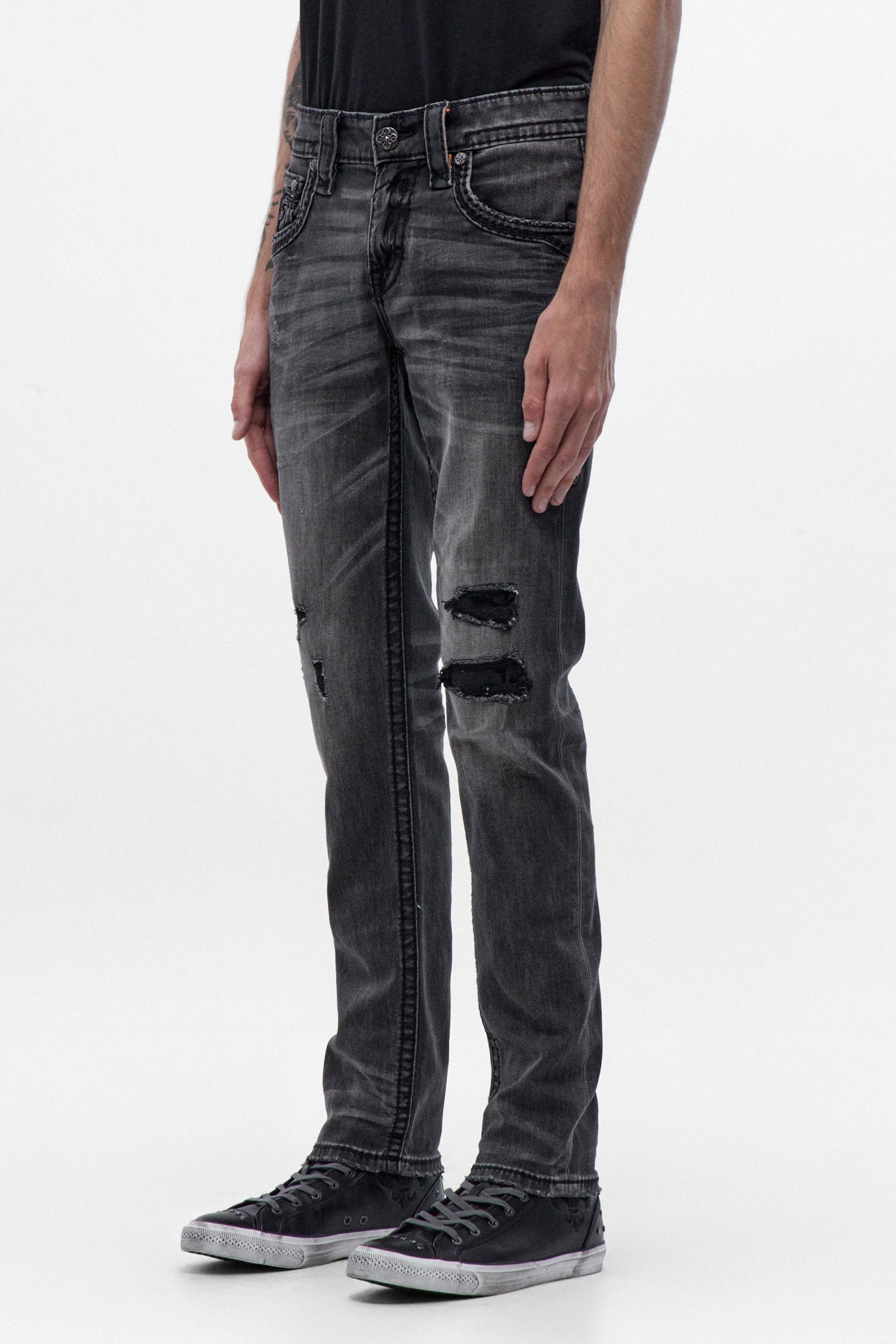Ted Alt Straight Jeans in Grey Black