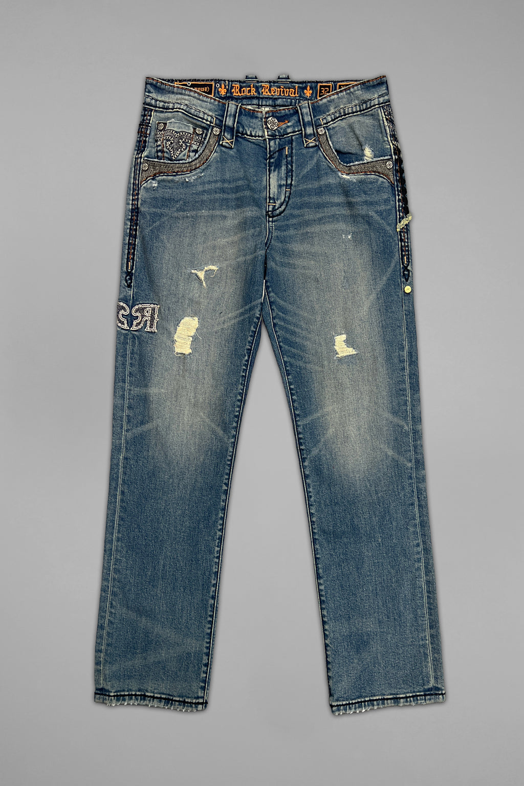 Vinton Straight Jeans in Medium Blue - Rock Revival®
