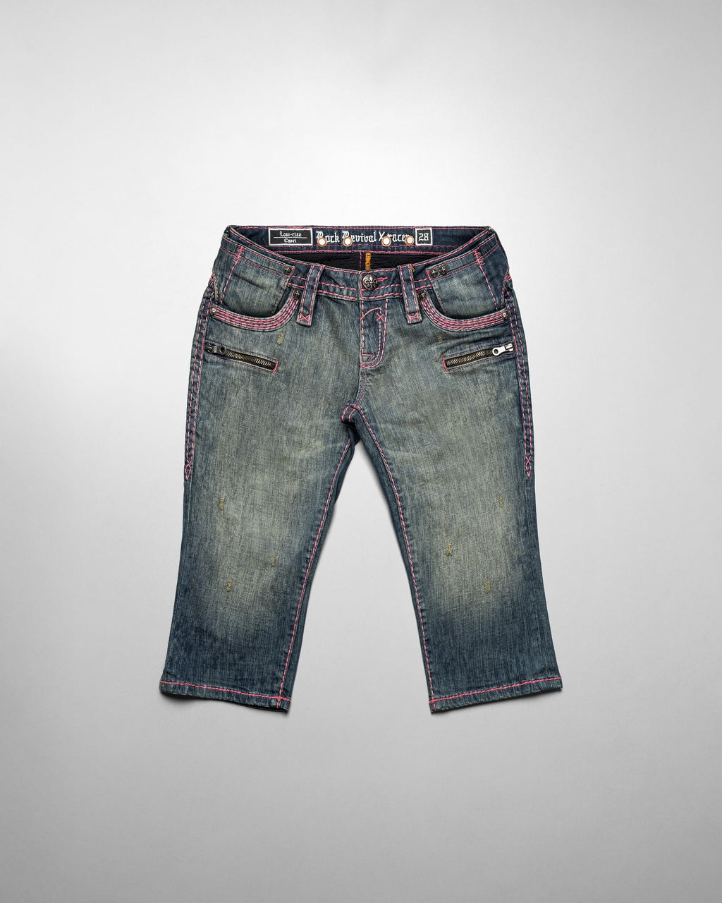 Racer x Rock Revival Pink Stitch Capri