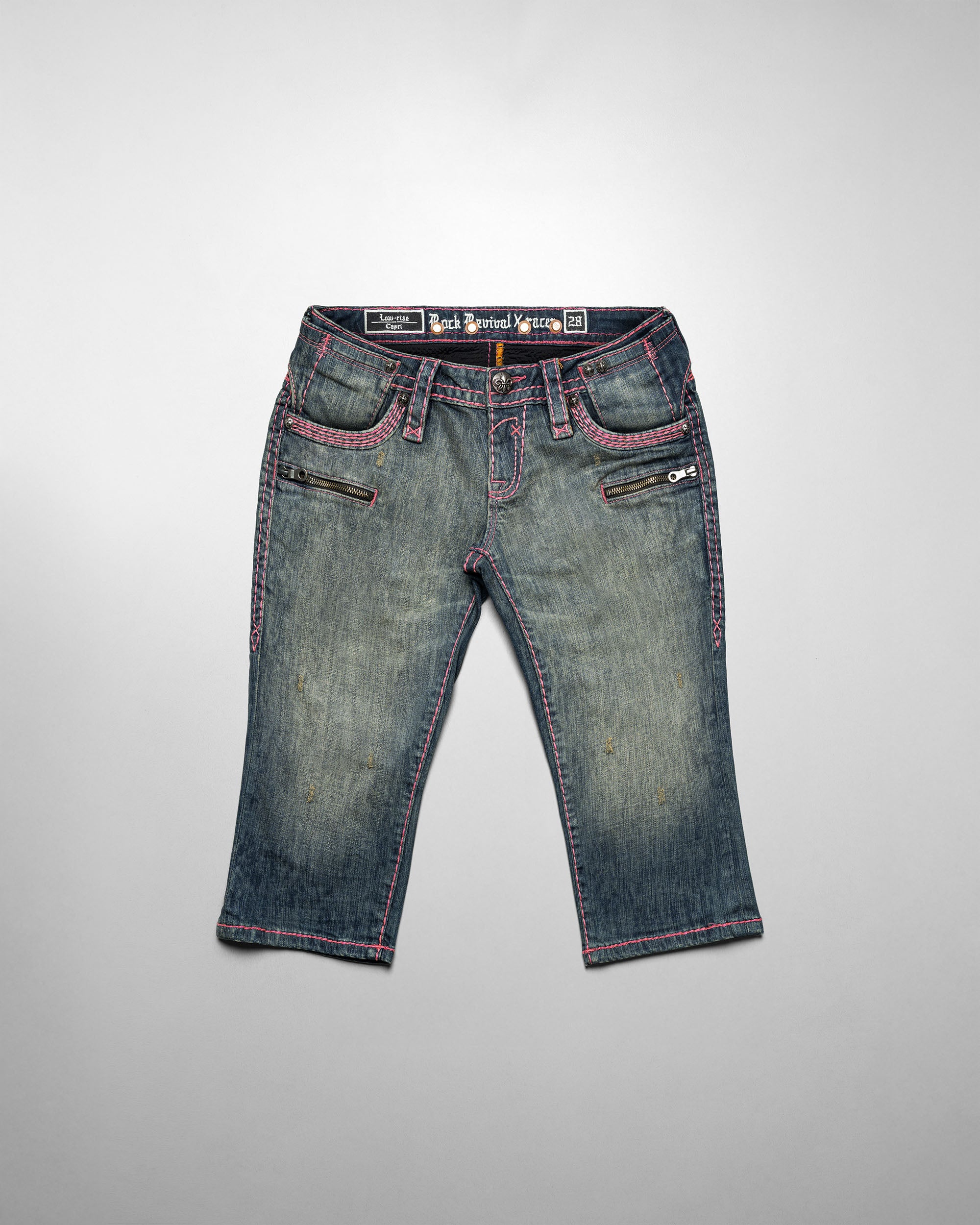 Racer x Rock Revival Pink Stitch Capri