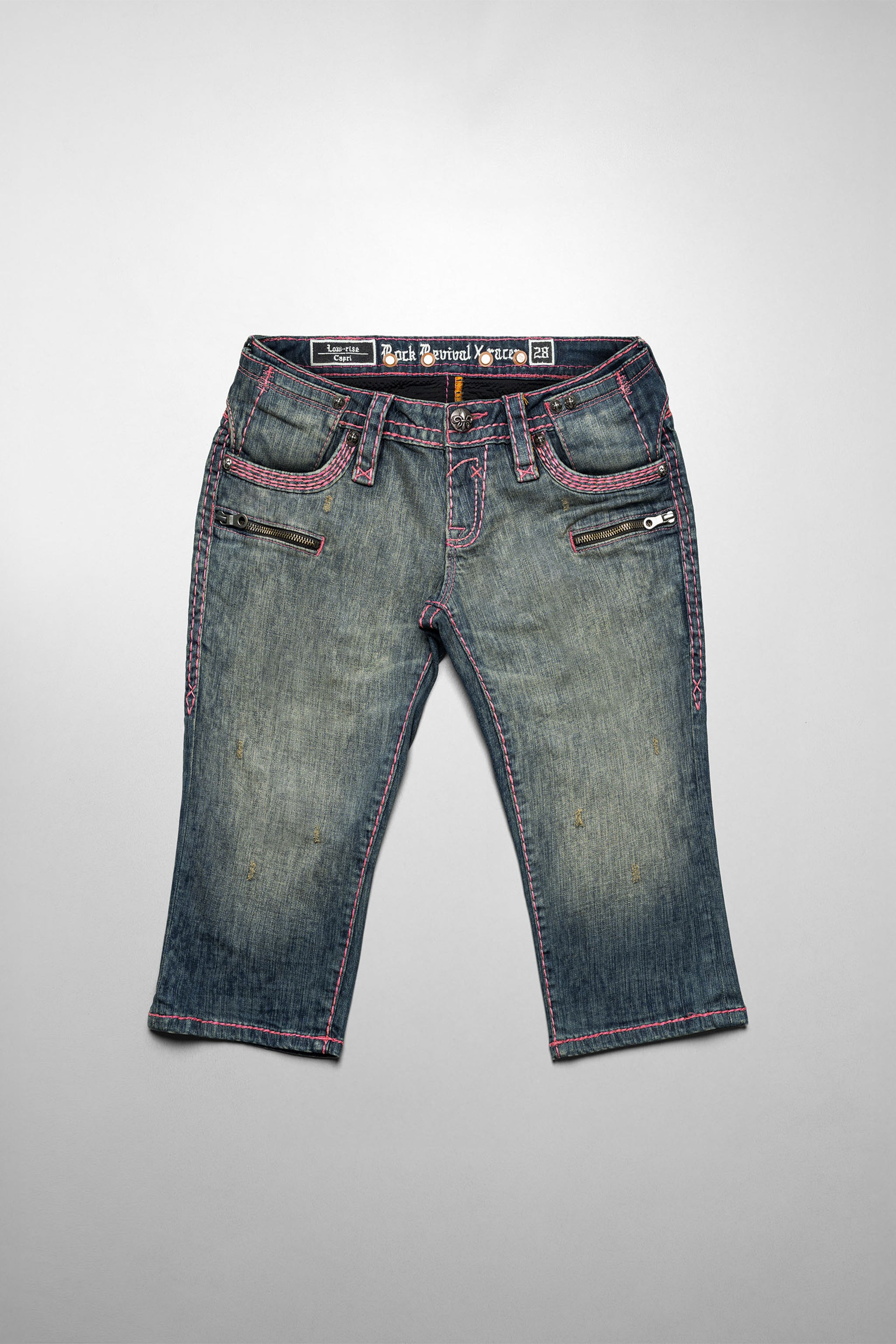 Racer x Rock Revival® Pink Stitch Capri