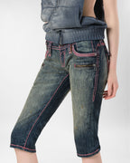 Racer x Rock Revival Pink Stitch Capri