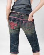 Racer x Rock Revival Pink Stitch Capri