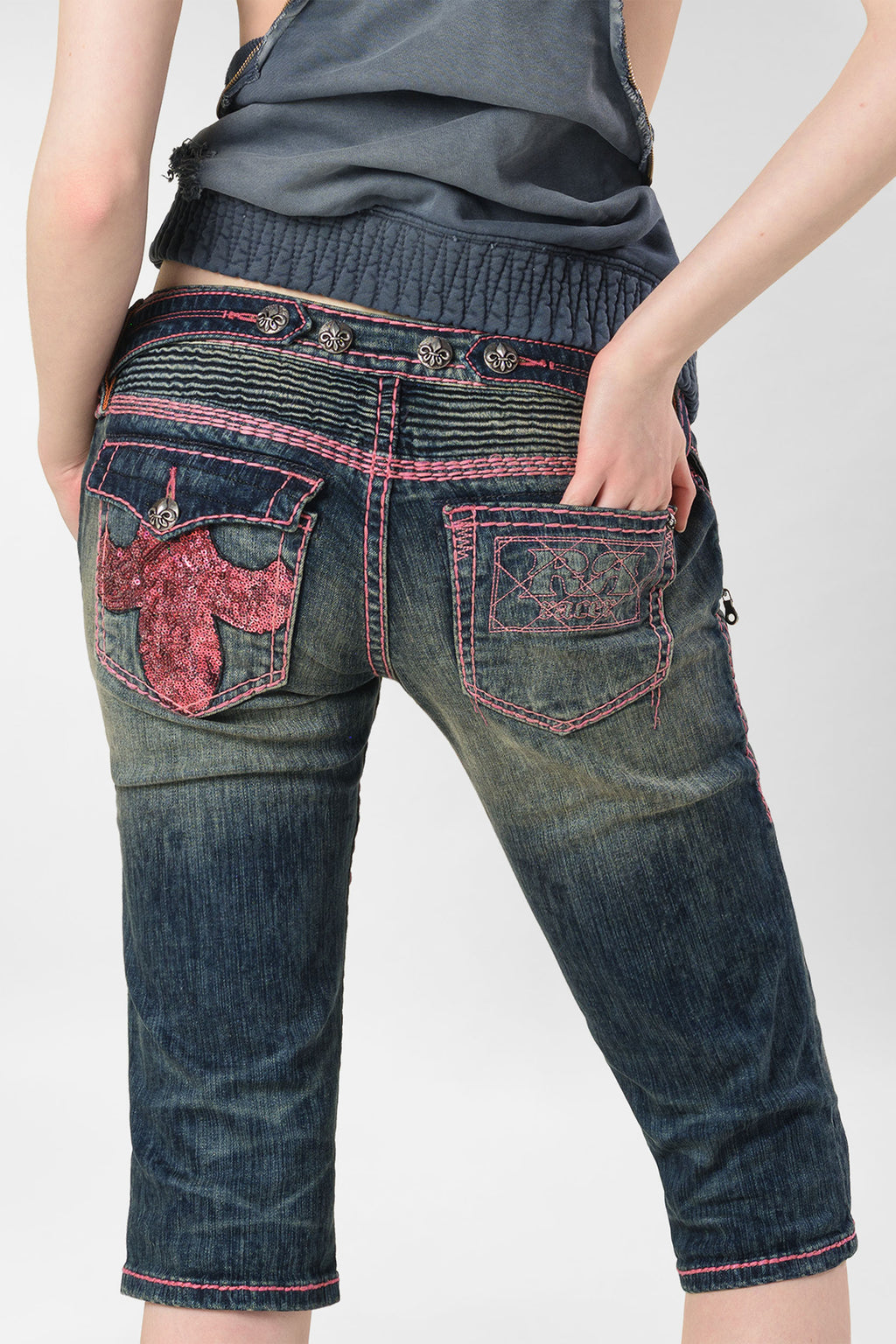 Racer x Rock Revival® Pink Stitch Capri