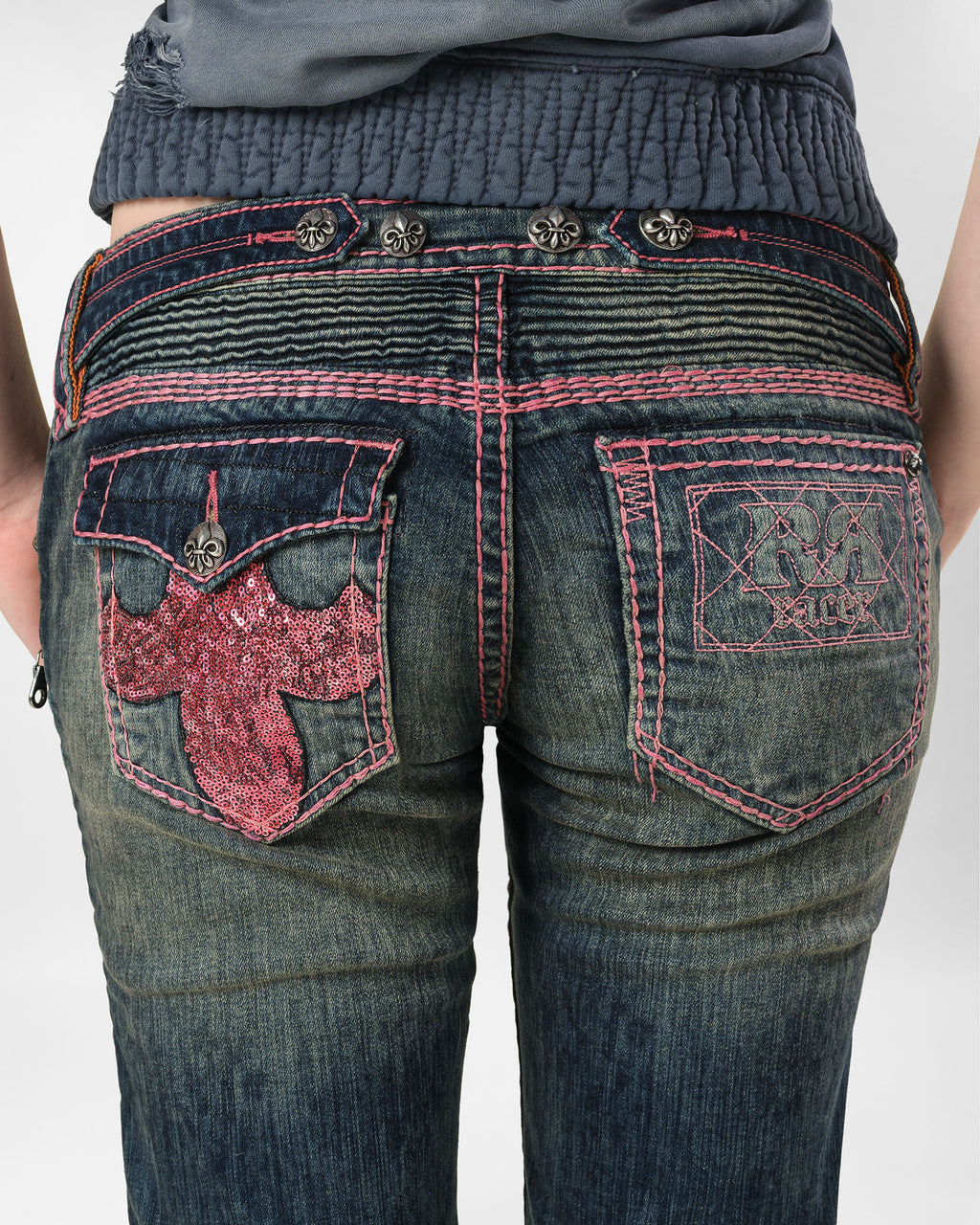 Racer x Rock Revival Pink Stitch Capri