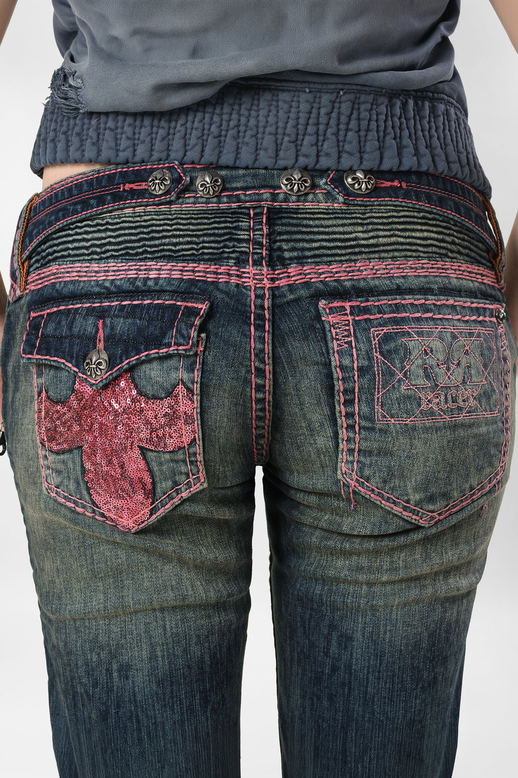 Racer x Rock Revival® Pink Stitch Capri