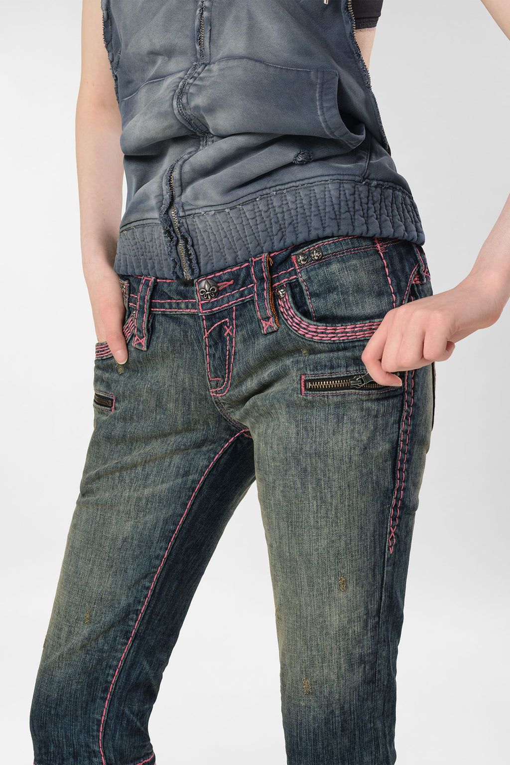 Racer x Rock Revival® Pink Stitch Capri