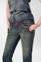 Racer x Rock Revival® Pink Stitch Capri