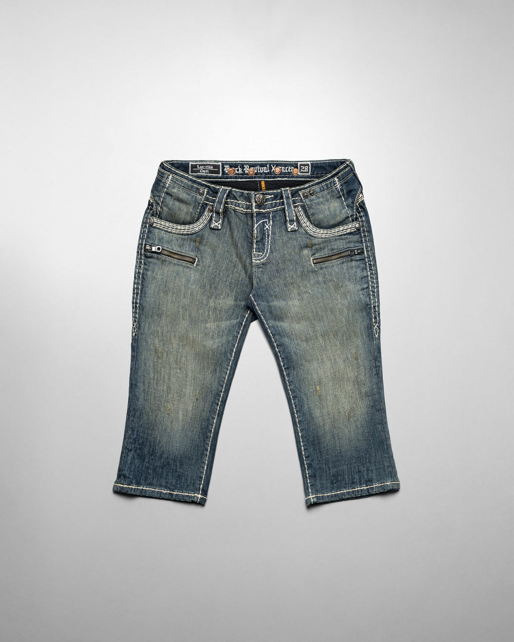 Racer x Rock Revival White Stitch Capri