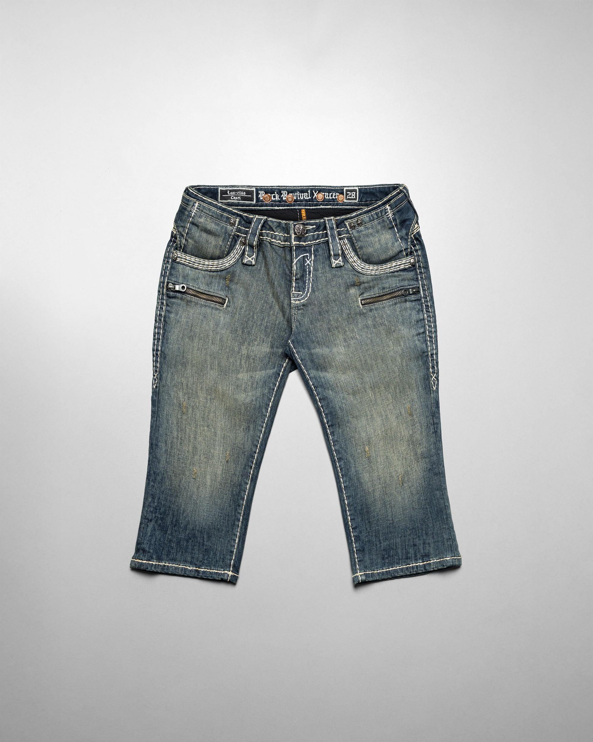 Racer x Rock Revival White Stitch Capri