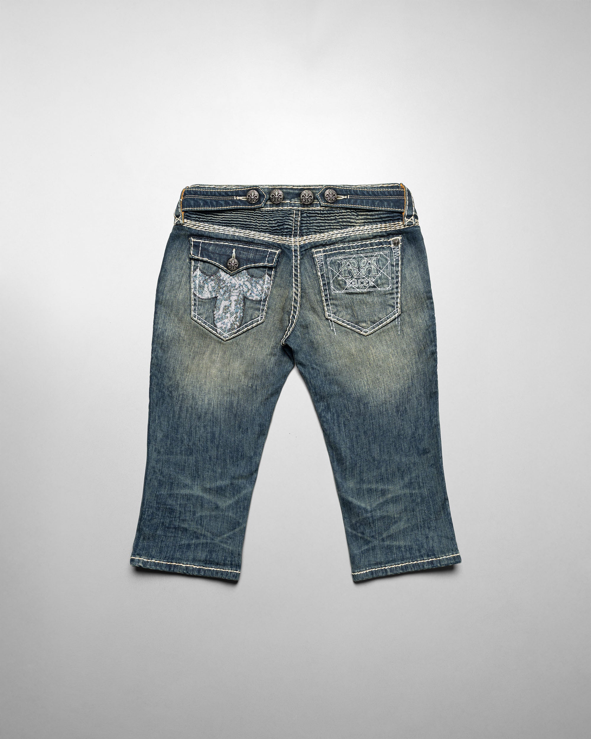 Racer x Rock Revival White Stitch Capri