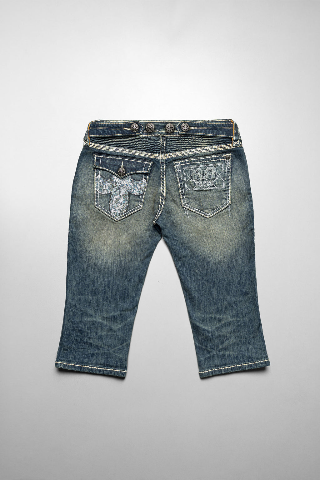 Racer x Rock Revival® White Stitch Capri