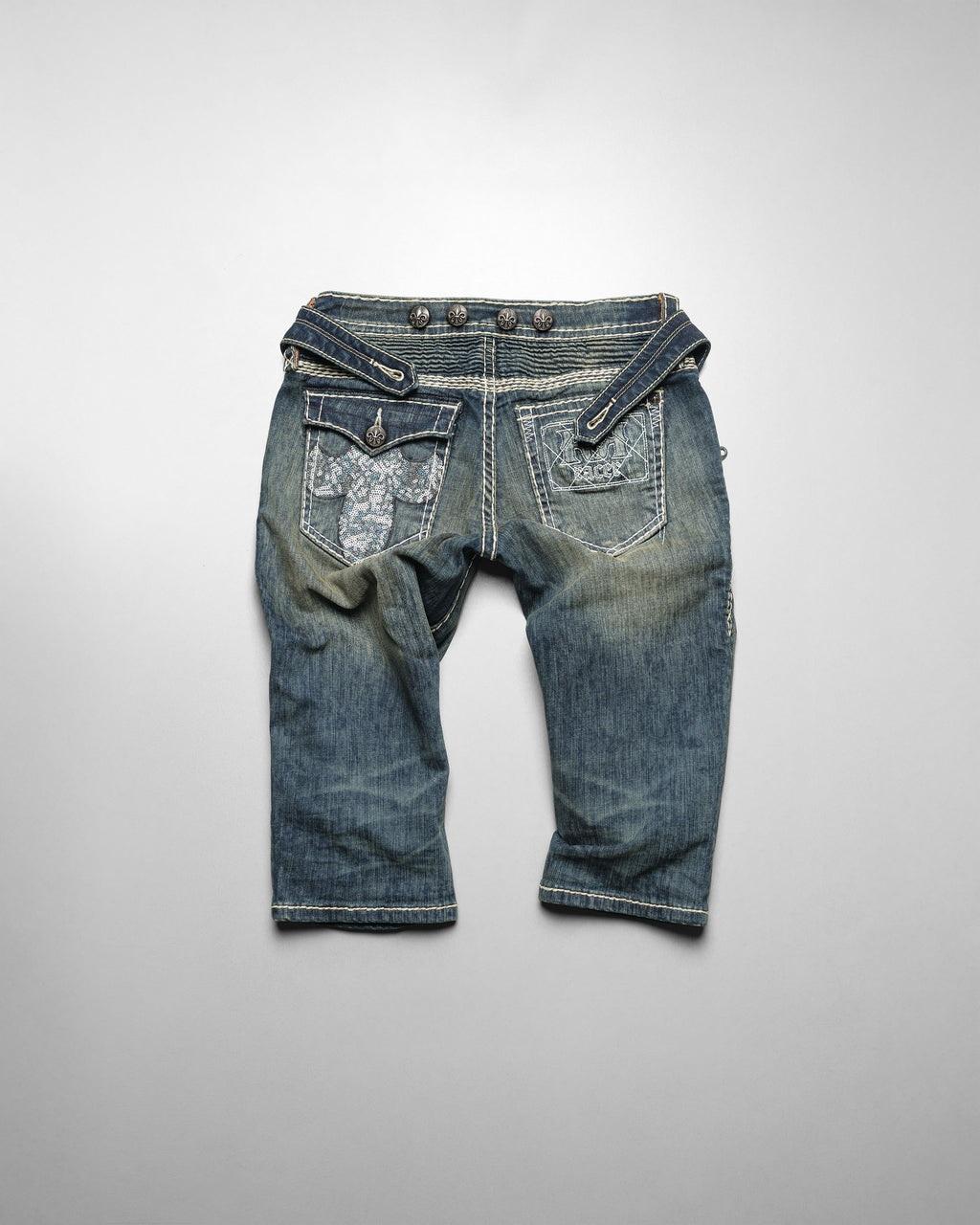 Racer x Rock Revival White Stitch Capri