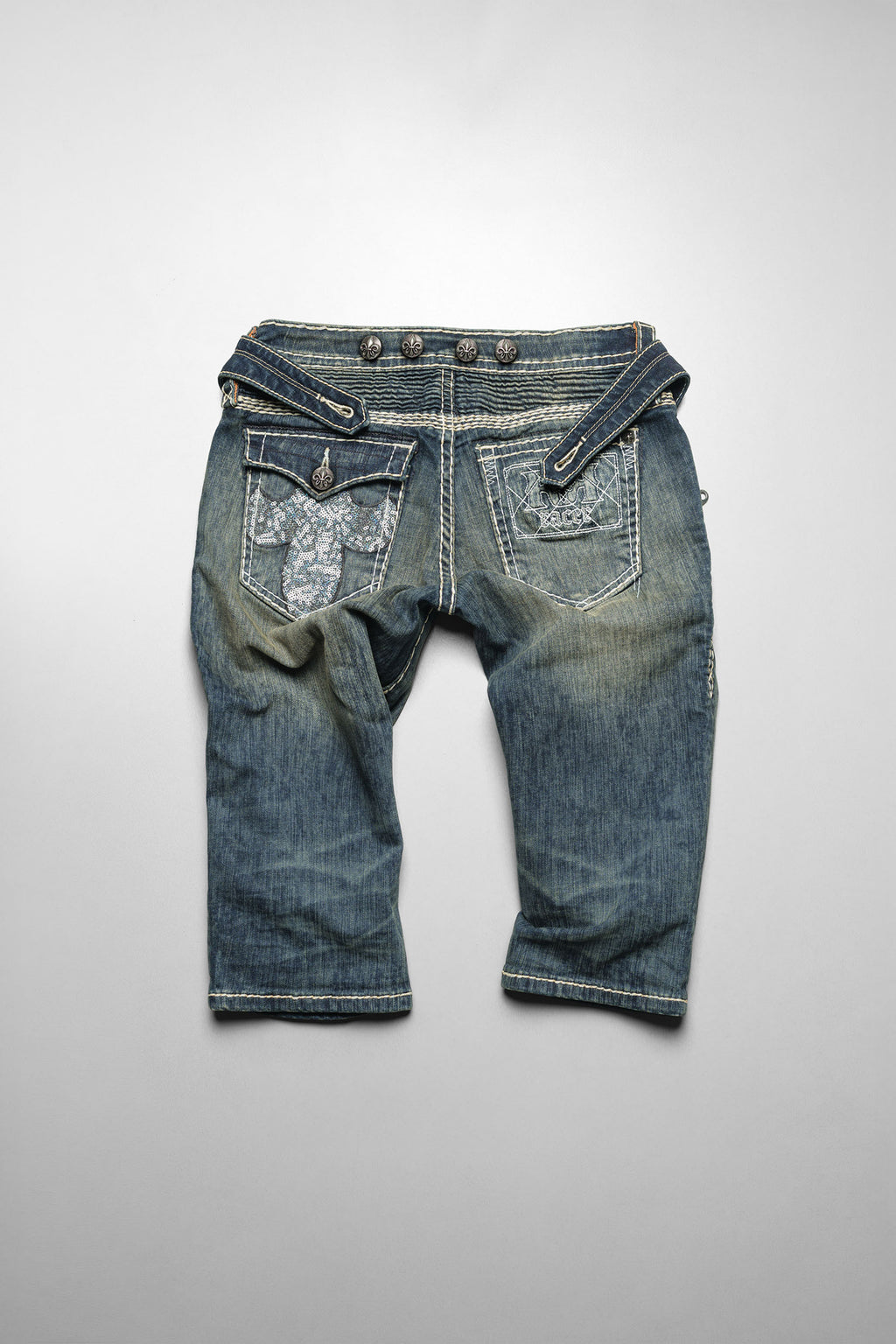 Racer x Rock Revival® White Stitch Capri