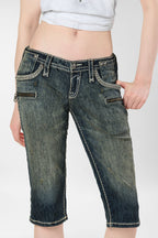 Racer x Rock Revival® White Stitch Capri