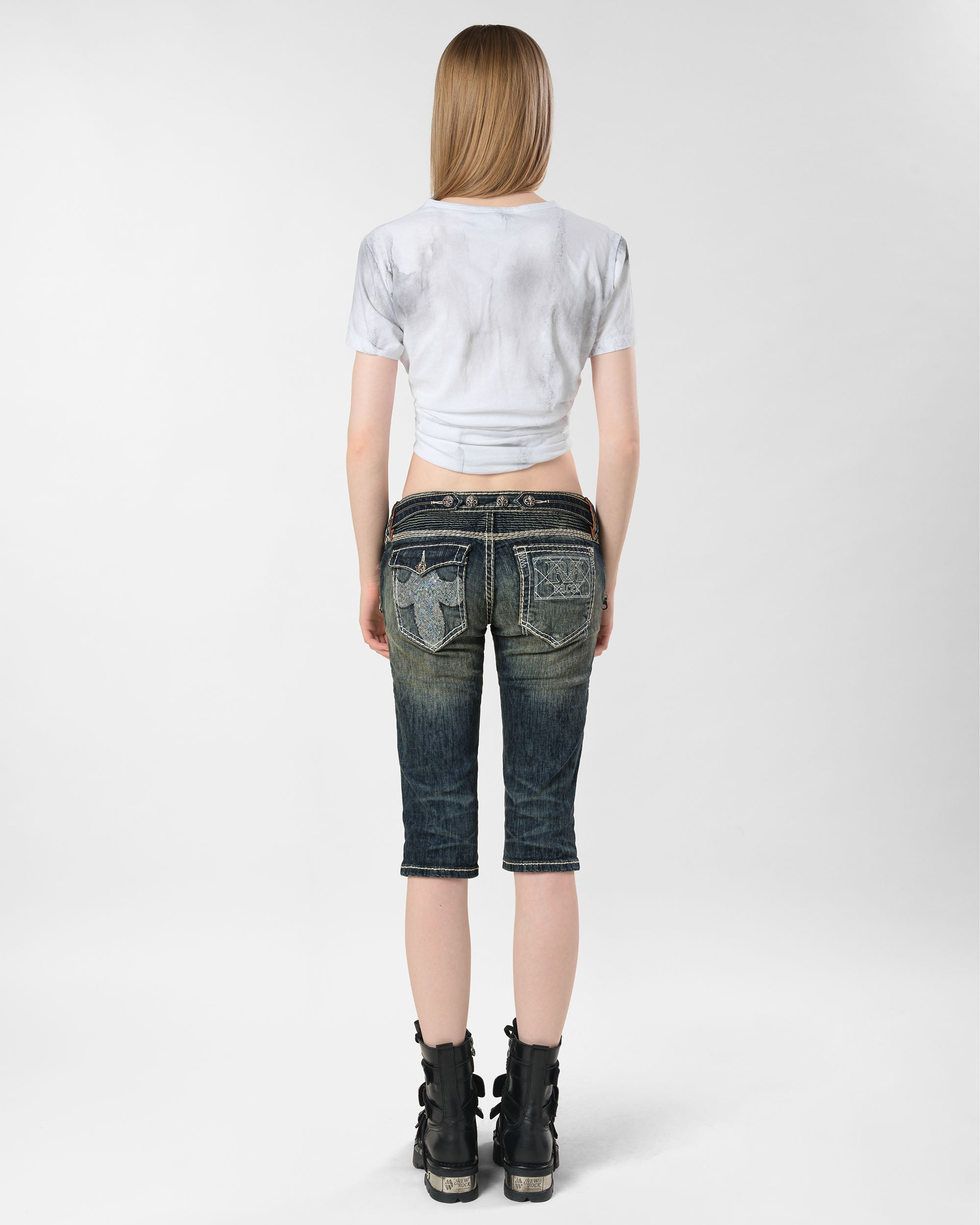 Racer x Rock Revival White Stitch Capri