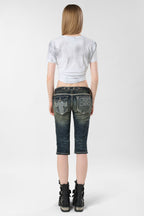 Racer x Rock Revival® White Stitch Capri