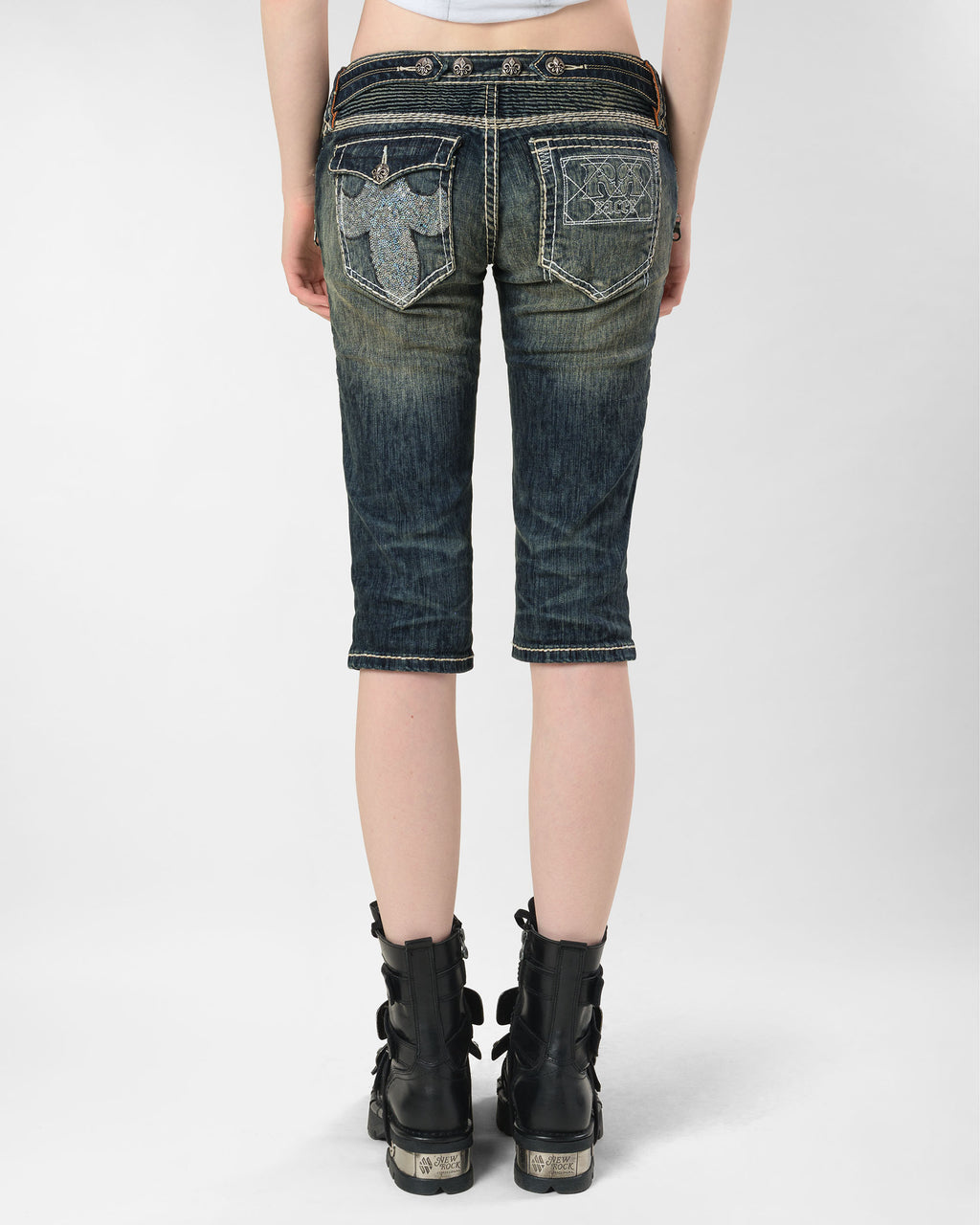 Racer x Rock Revival White Stitch Capri