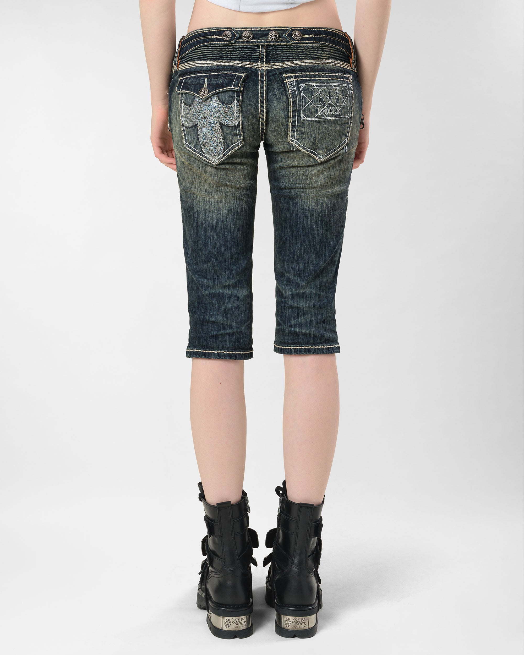 Racer x Rock Revival White Stitch Capri