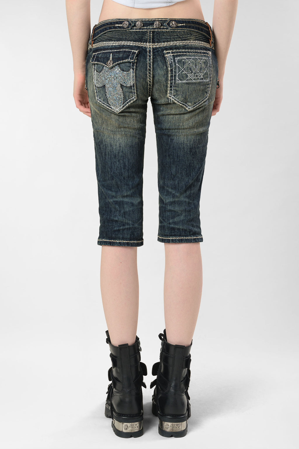 Racer x Rock Revival® White Stitch Capri