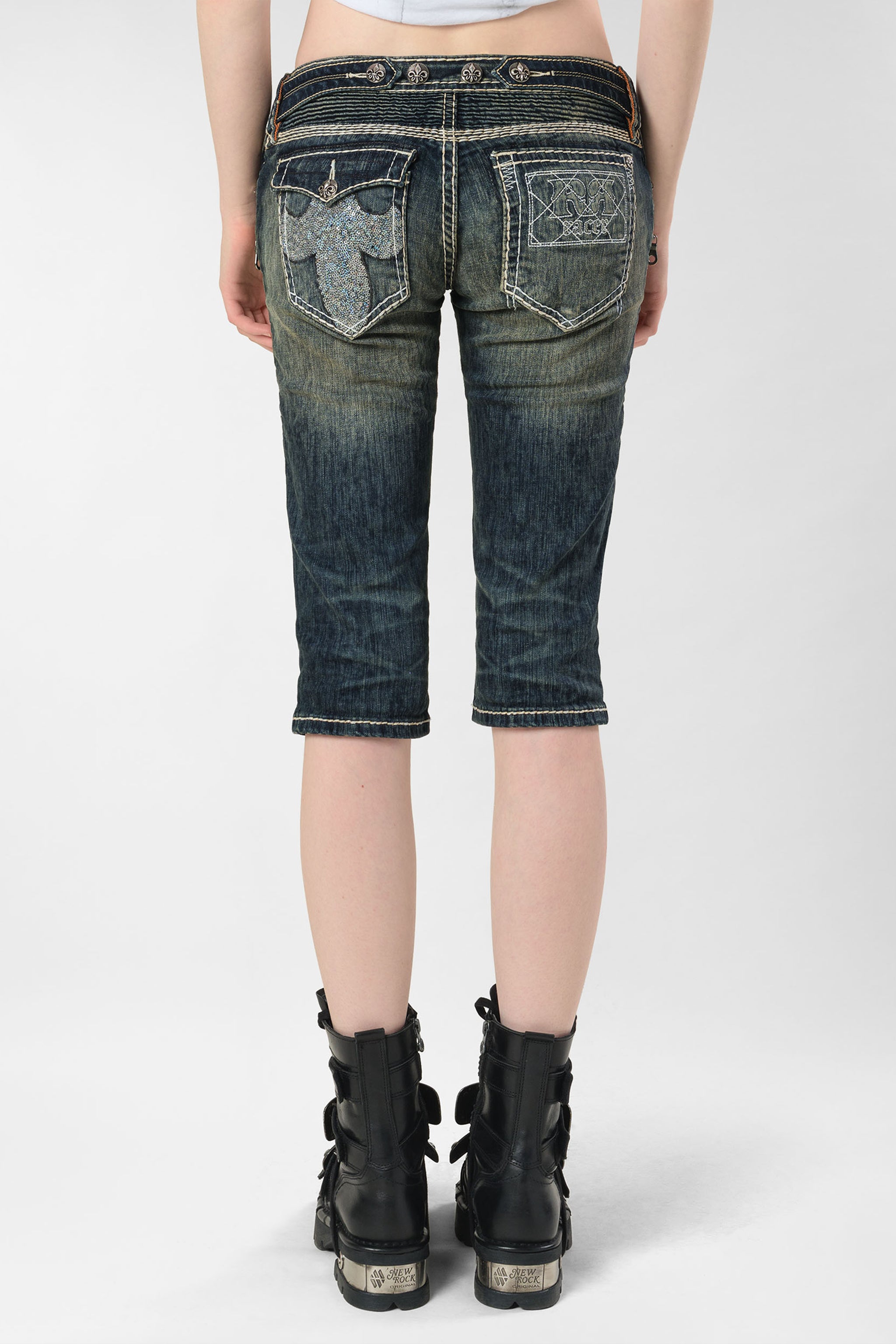 Racer x Rock Revival® White Stitch Capri