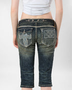 Racer x Rock Revival White Stitch Capri