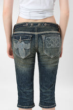 Racer x Rock Revival® White Stitch Capri