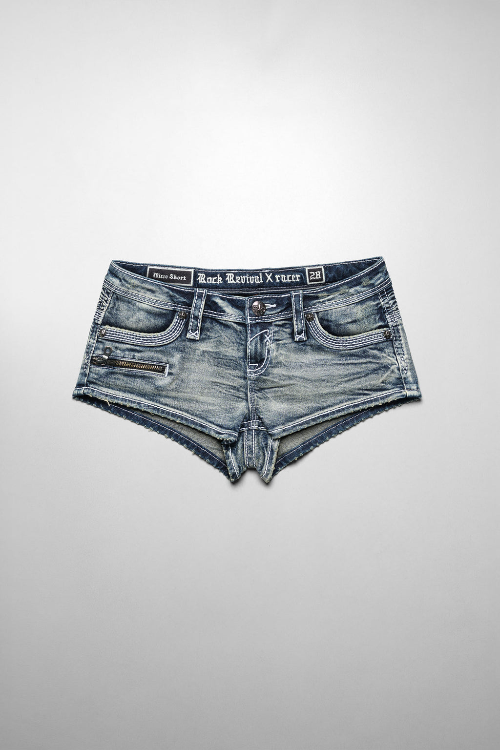 Racer x Rock Revival® Denim Mini Shorts