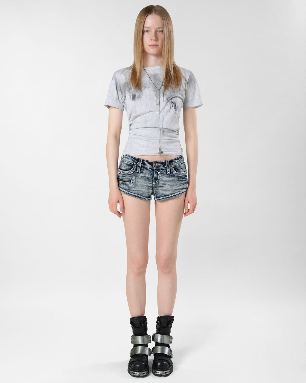 Racer x Rock Revival Denim Mini Shorts