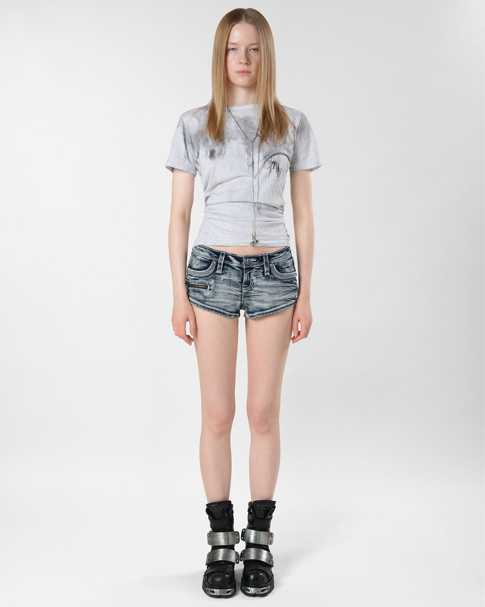 Racer x Rock Revival Denim Mini Shorts