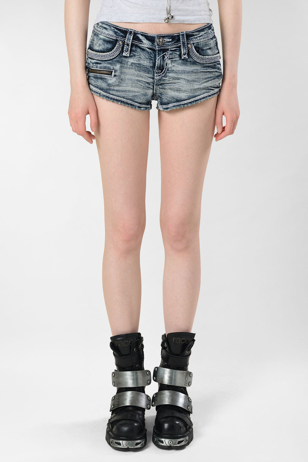 Racer x Rock Revival® Denim Mini Shorts