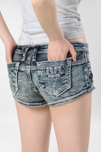 Racer x Rock Revival® Denim Mini Shorts