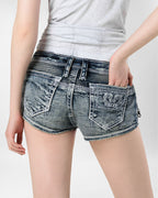 Racer x Rock Revival Denim Mini Shorts