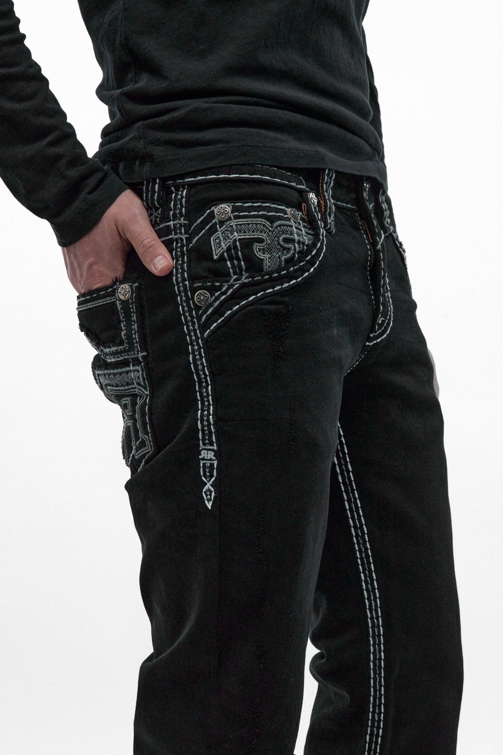 Xander Bootcut Jeans in Black Overdye