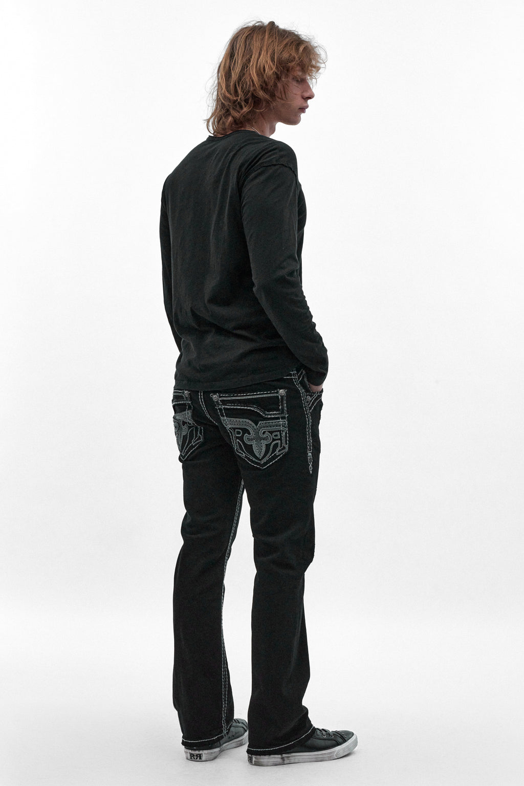 Xander Bootcut Jeans in Black Overdye