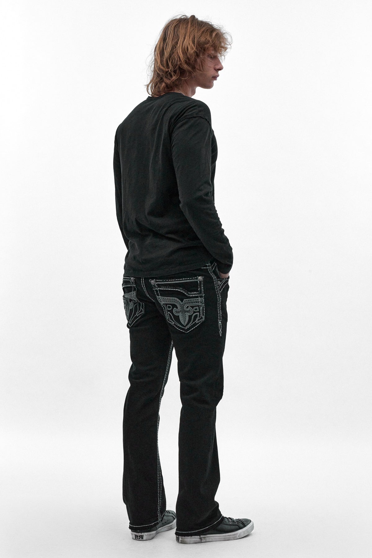 Xander Bootcut Jeans in Black Overdye