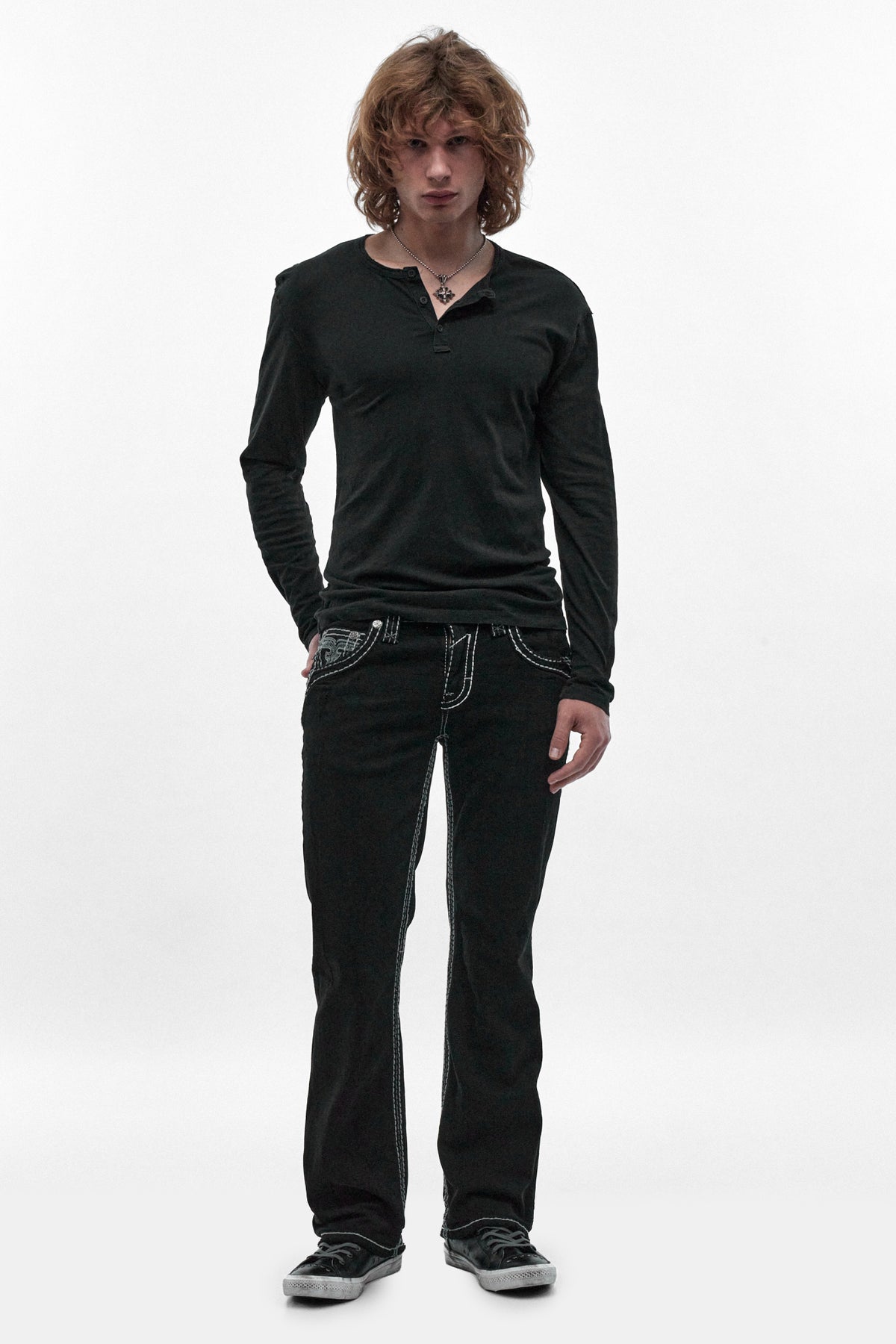 Xander Bootcut Jeans in Black Overdye