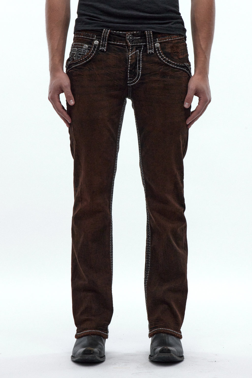 Xander Bootcut Jeans in Brown Overdye