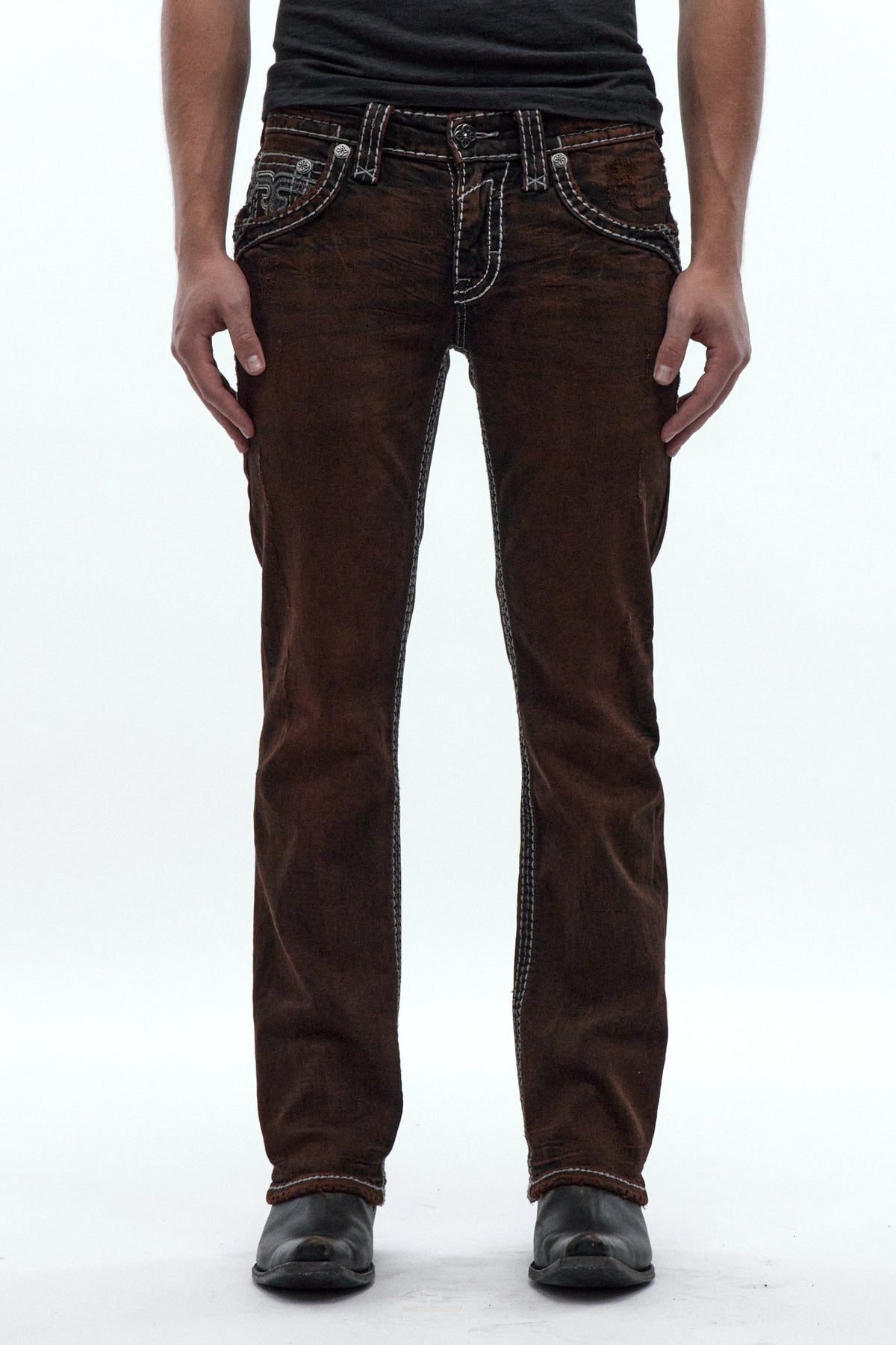 Xander Bootcut Jeans in Brown Overdye