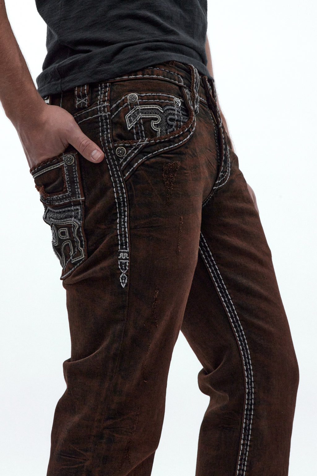 Xander Bootcut Jeans in Brown Overdye